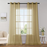 Elegant Lightweight Grommet Light Filtering Window Solid Color Sheer Curtains Dark Gold 42Wx96L